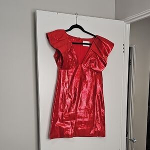 Elegant Red Shimmer Mini Dress
